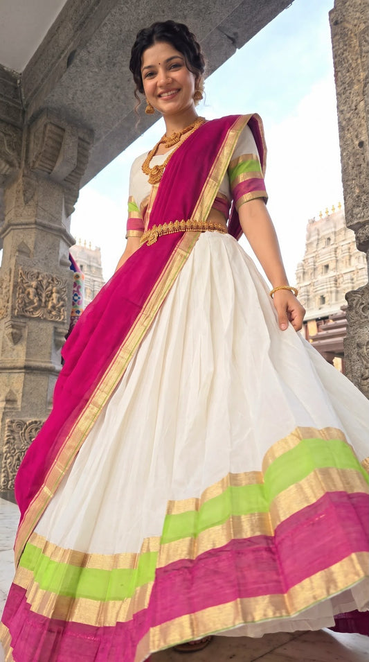 Cotton Silk Readymade Dhavani / Half Saree Collection – 99 AED