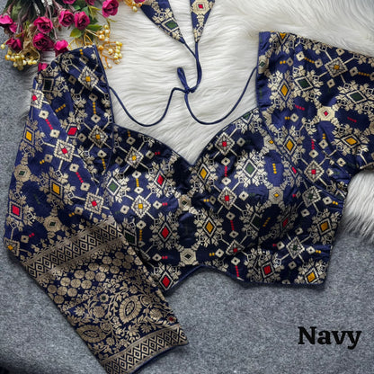 Meenakari Brocade Silk Readymade Long Sleeve Blouse – 50 AED