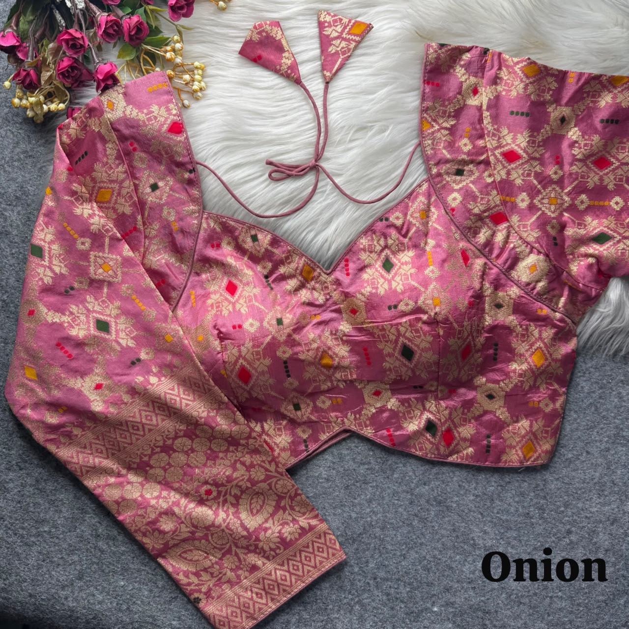 Meenakari Brocade Silk Readymade Long Sleeve Blouse – 50 AED