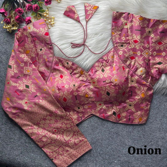 Meenakari Brocade Silk Readymade Long Sleeve Blouse – 50 AED