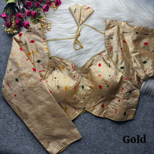 Meenakari Brocade Silk Readymade Long Sleeve Blouse – 50 AED