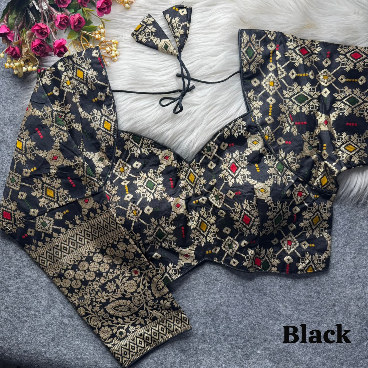 Meenakari Brocade Silk Readymade Long Sleeve Blouse – 50 AED