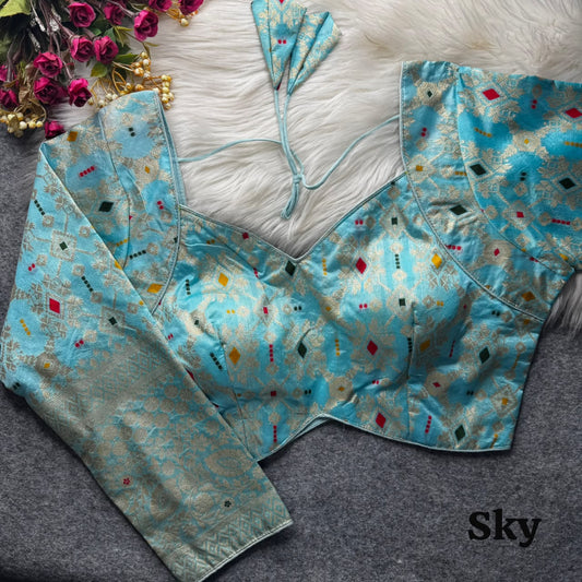 Meenakari Brocade Silk Readymade Long Sleeve Blouse – 50 AED