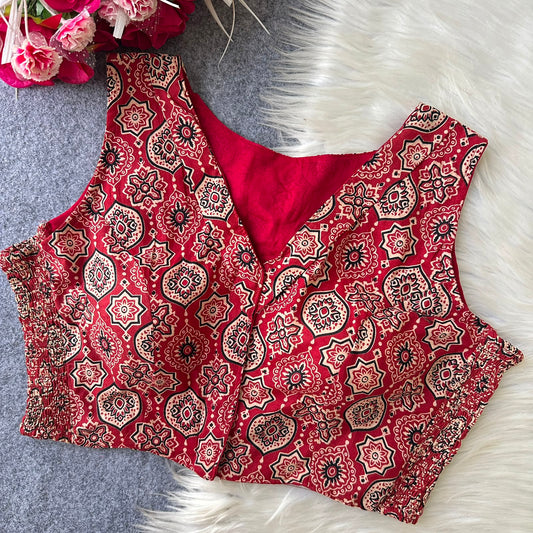 Ajrakh Readymade Side Elastic Stretchable Sleeveless Blouse – 50 AED