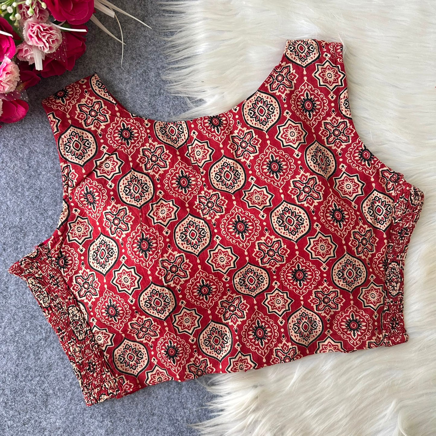 Ajrakh Readymade Side Elastic Stretchable Sleeveless Blouse – 50 AED