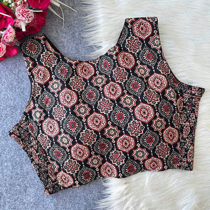 Ajrakh Readymade Side Elastic Stretchable Sleeveless Blouse – 50 AED
