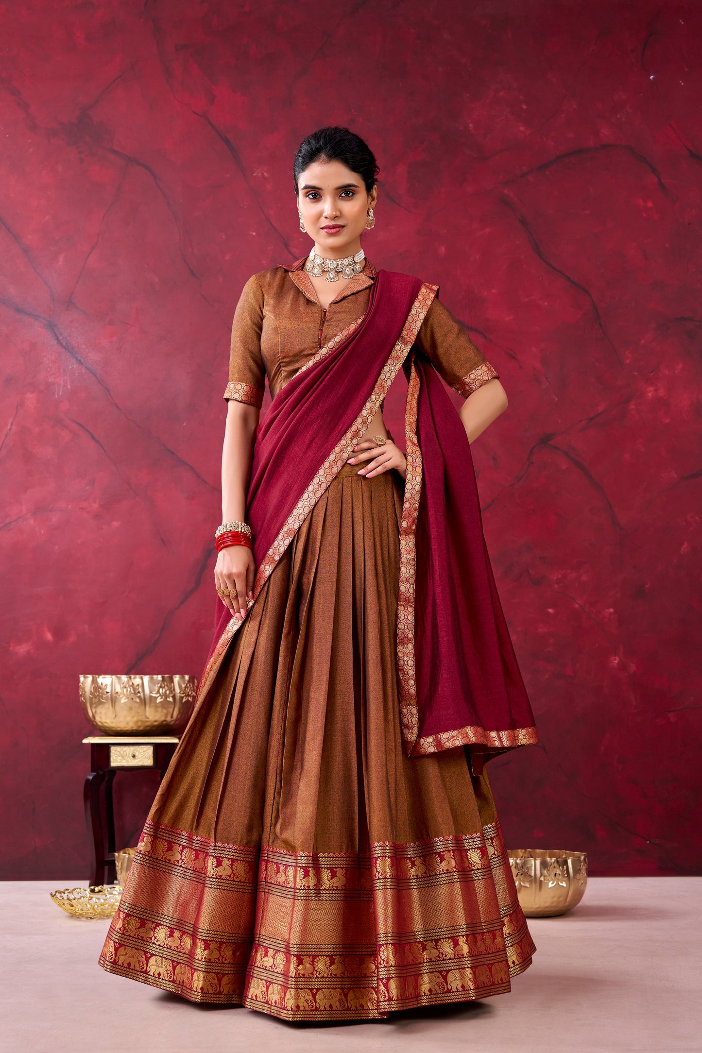 Narayanpet Cotton Silk Readymade Dhavani / Half Saree Collection – 99 AED