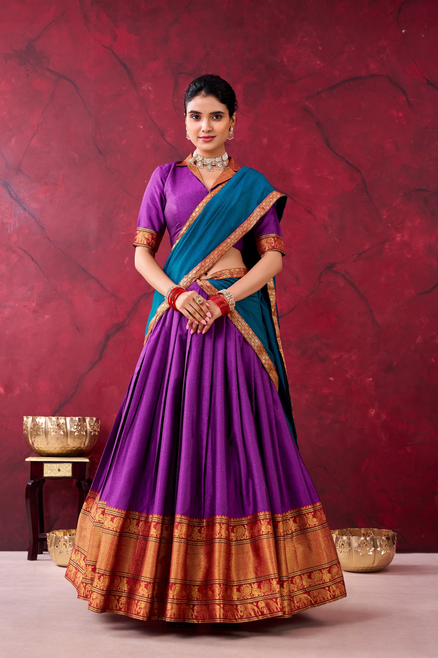 Narayanpet Cotton Silk Readymade Dhavani / Half Saree Collection – 99 AED