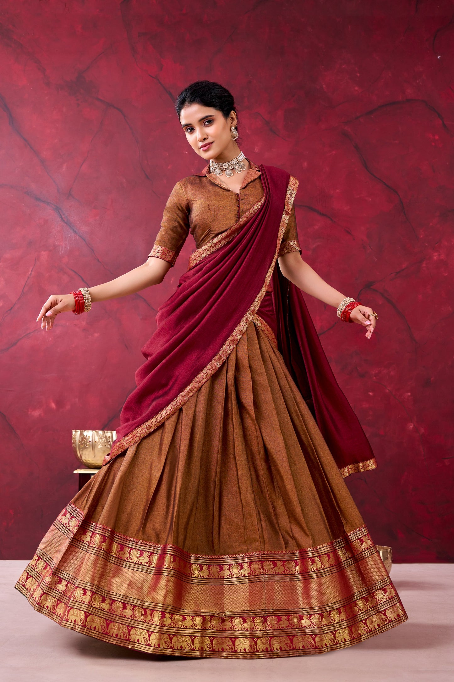 Narayanpet Cotton Silk Readymade Dhavani / Half Saree Collection – 99 AED
