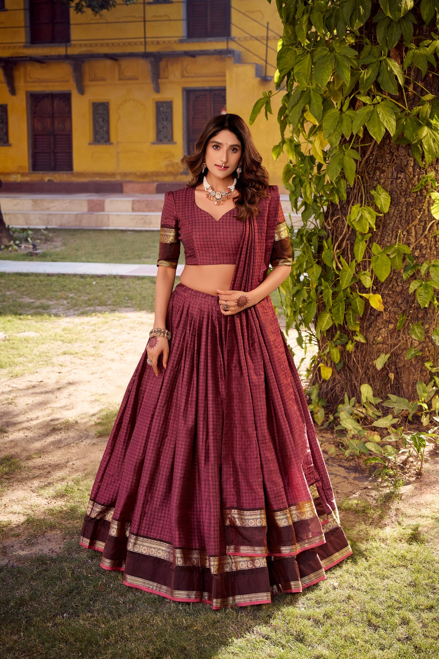 Chettinad Cotton Readymade Dhavani / Half Saree Collection – 129 AED