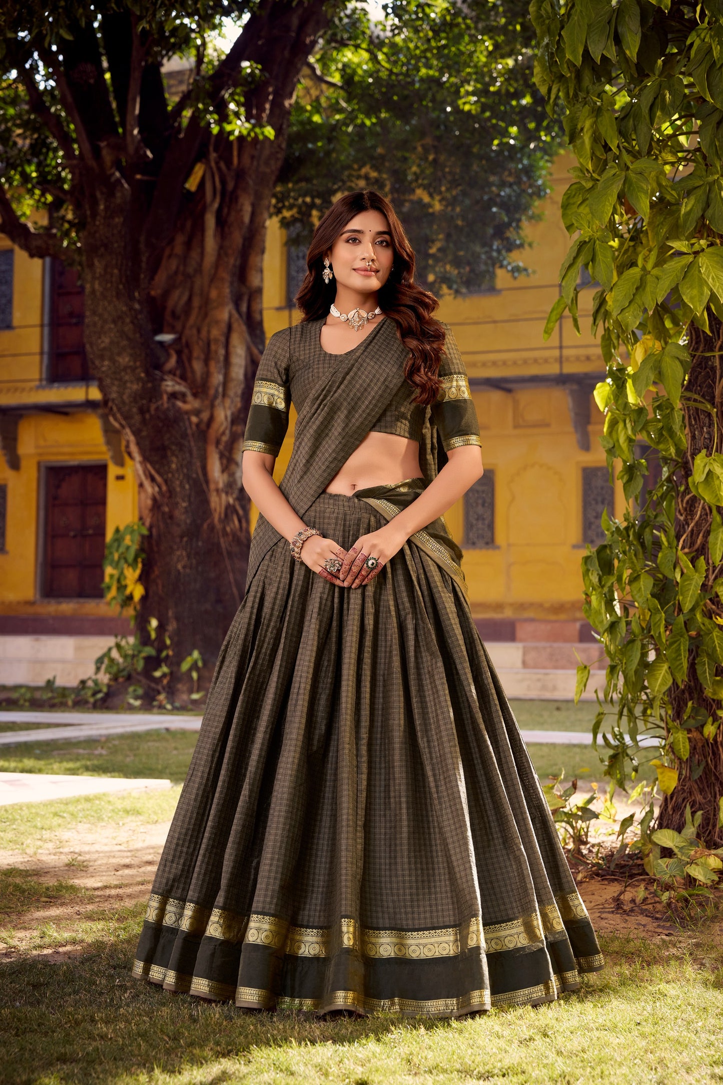 Chettinad Cotton Readymade Dhavani / Half Saree Collection – 129 AED
