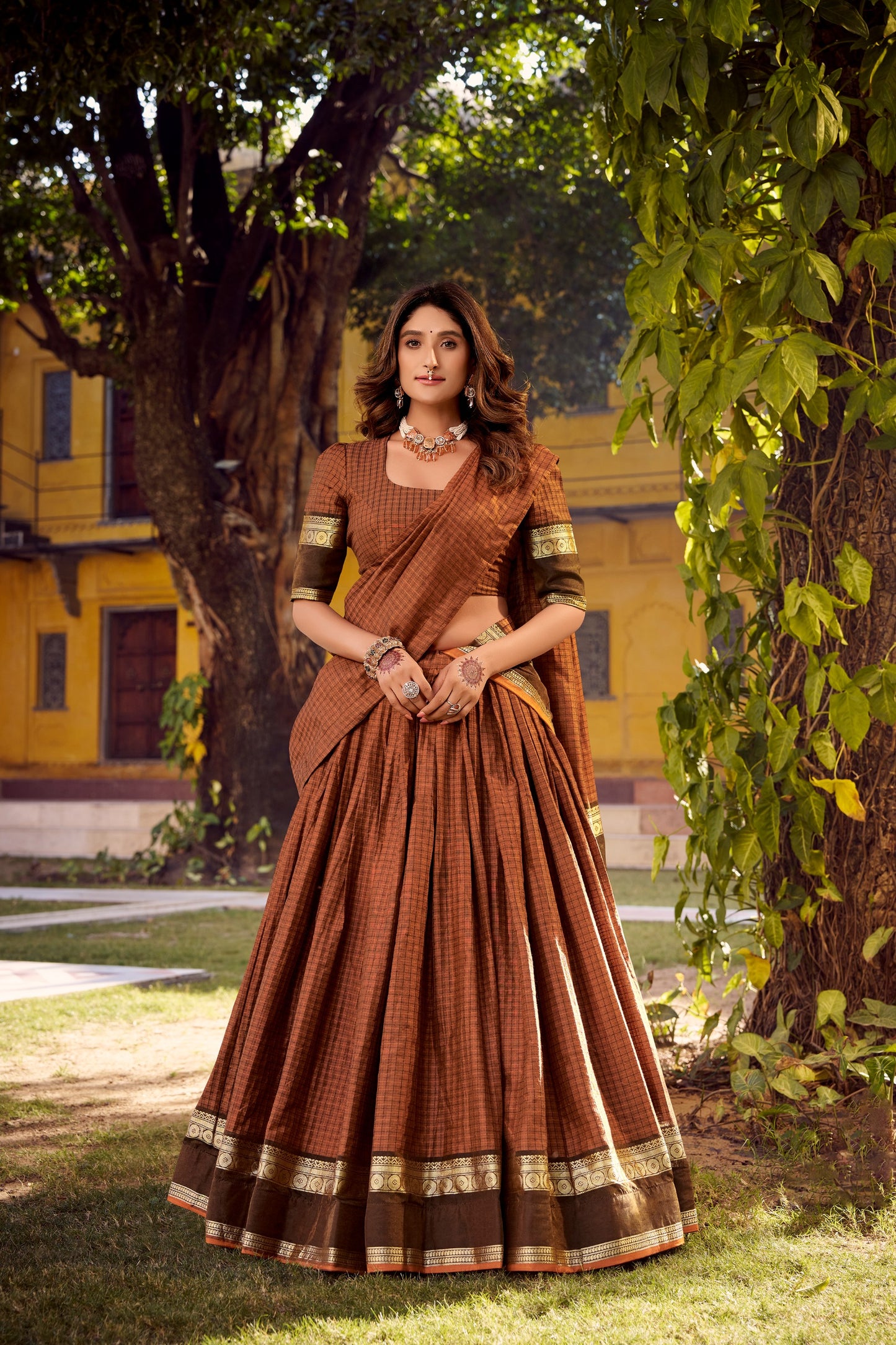 Chettinad Cotton Readymade Dhavani / Half Saree Collection – 129 AED