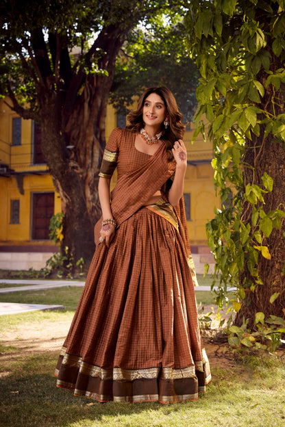 Chettinad Cotton Readymade Dhavani / Half Saree Collection – 129 AED