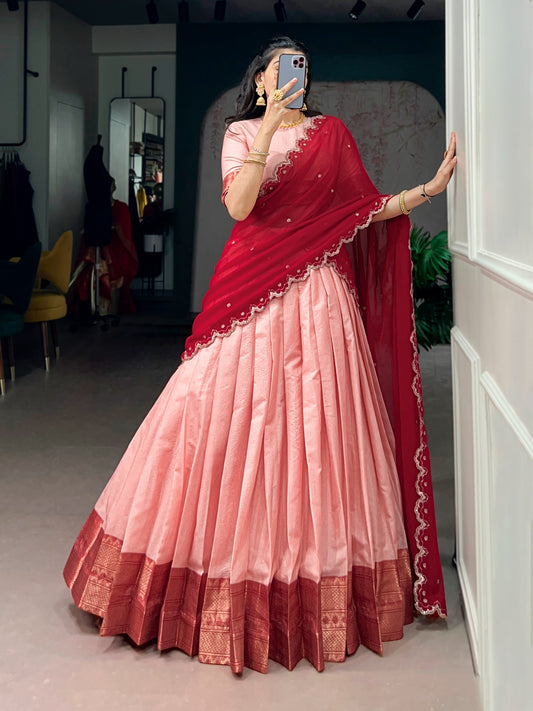 Cotton Silk Readymade Dhavani / Half Saree Collection – 99 AED