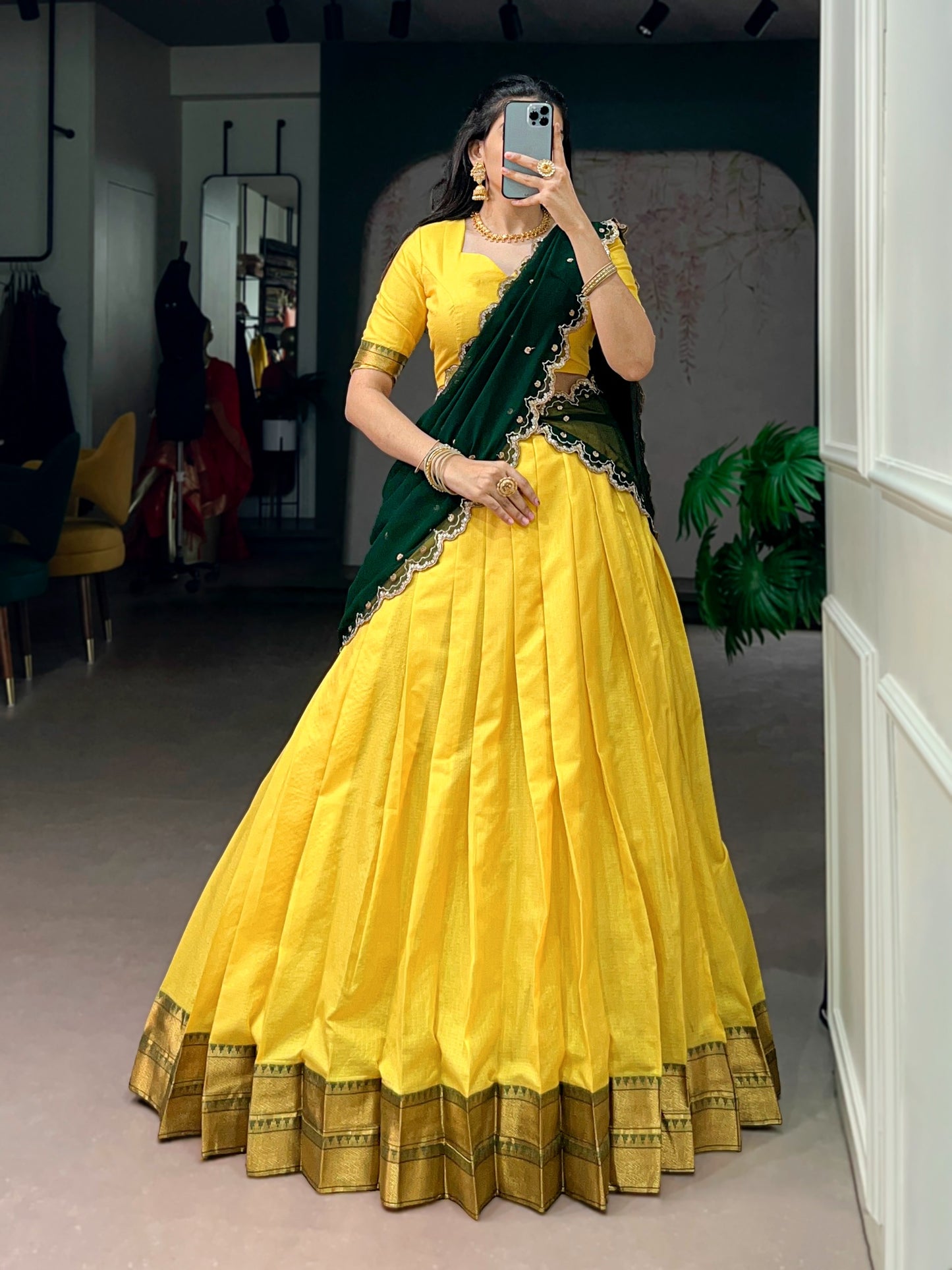 Cotton Silk Readymade Dhavani / Half Saree Collection – 99 AED