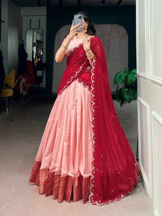Cotton Silk Readymade Dhavani / Half Saree Collection – 99 AED