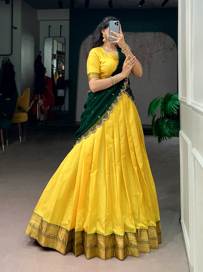 Cotton Silk Readymade Dhavani / Half Saree Collection – 99 AED