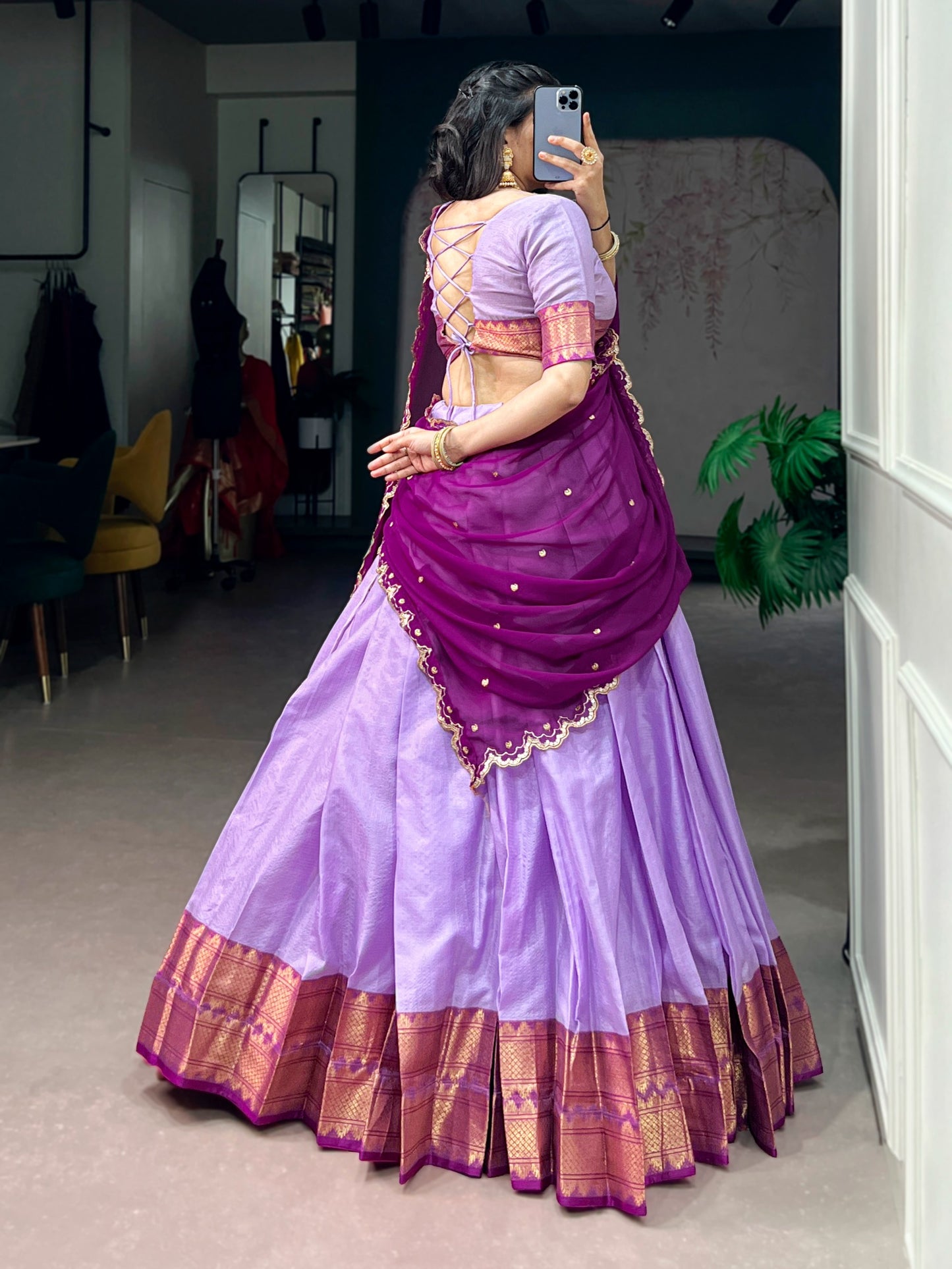 Cotton Silk Readymade Dhavani / Half Saree Collection – 99 AED