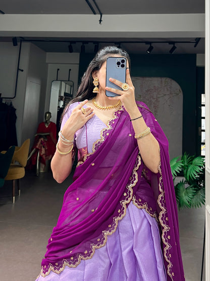 Cotton Silk Readymade Dhavani / Half Saree Collection – 99 AED