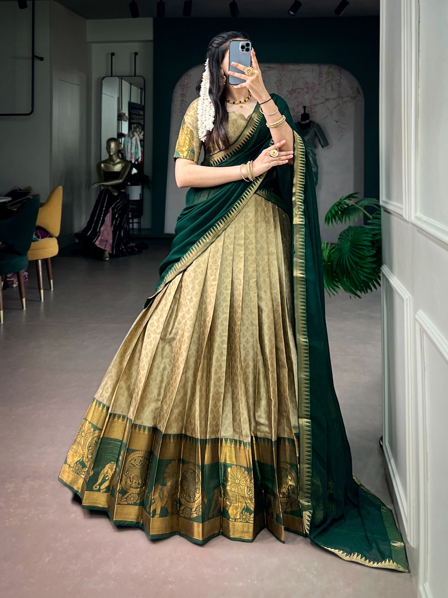 Cotton Silk Readymade Dhavani / Half Saree Collection – 110 AED
