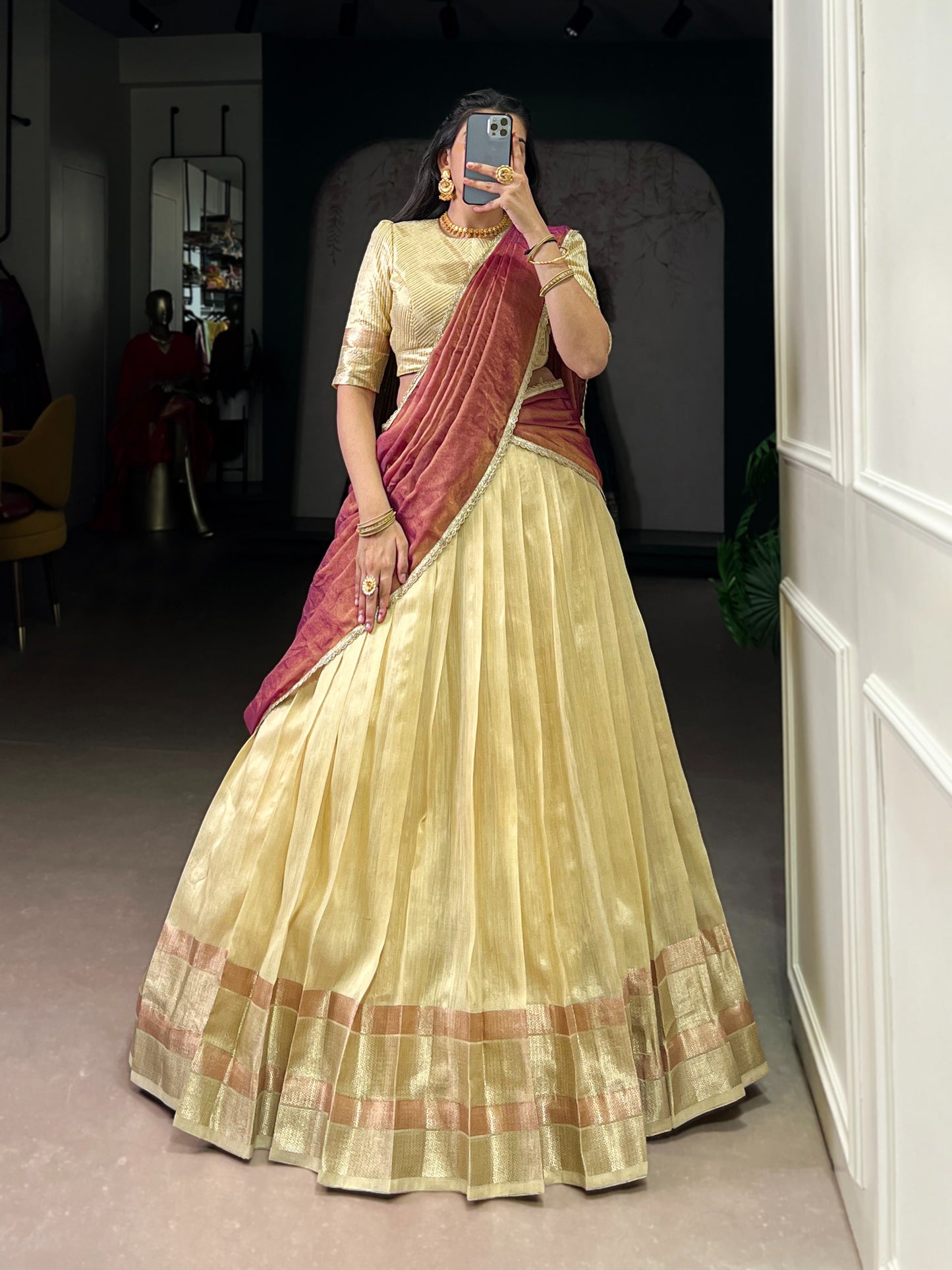 Duphion Silk Readymade Dhavani / Half Saree Collection – 115 AED