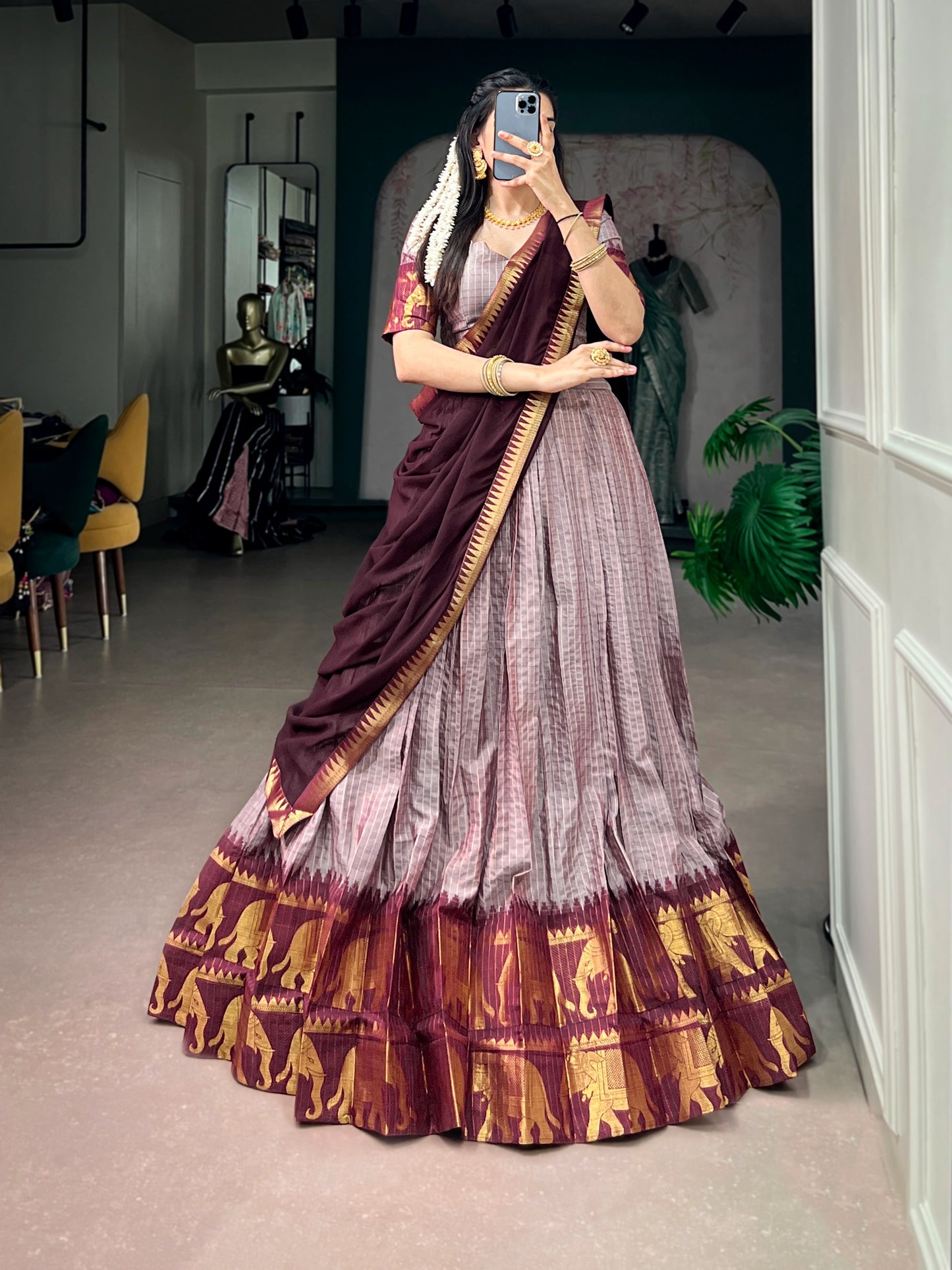 Cotton Silk Readymade Dhavani / Half Saree Collection – 99 AED