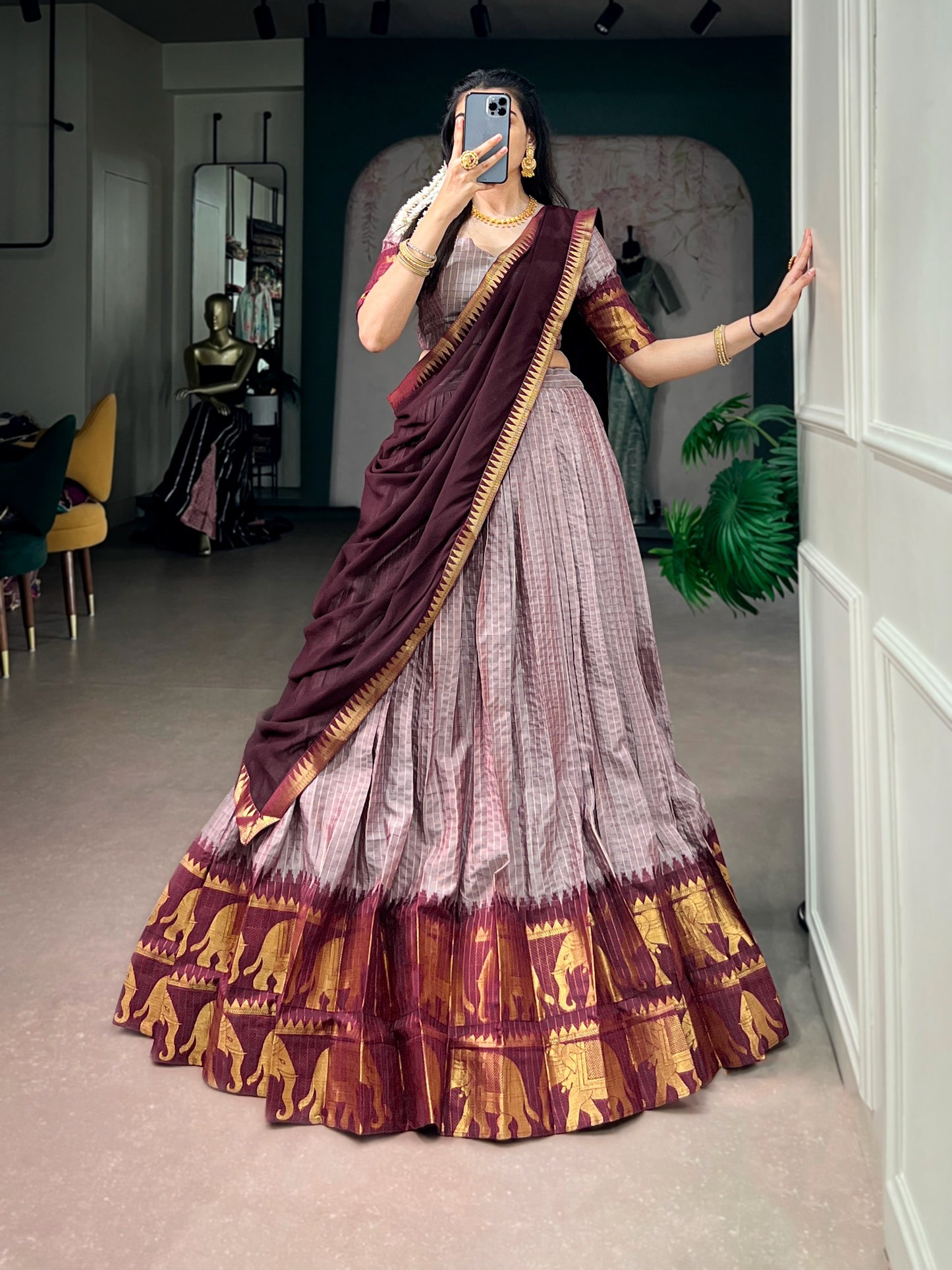 Cotton Silk Readymade Dhavani / Half Saree Collection – 99 AED
