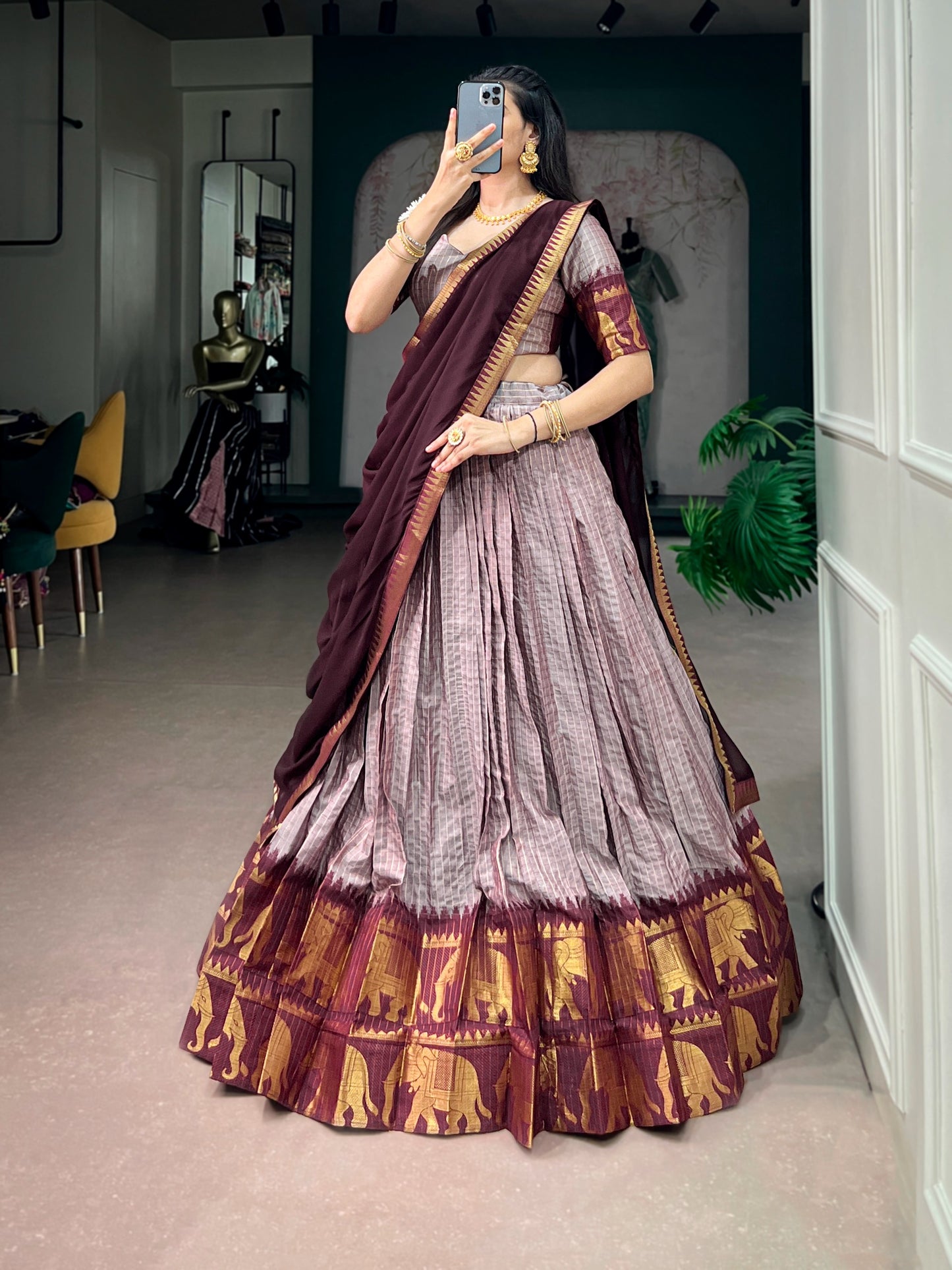 Cotton Silk Readymade Dhavani / Half Saree Collection – 99 AED