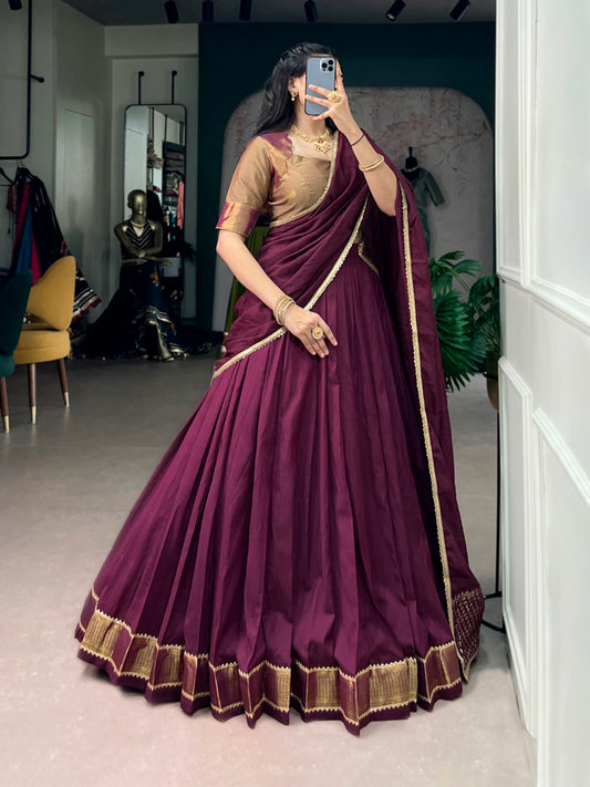 Chanderi Silk Readymade Dhavani / Half Saree Collection – 115 AED