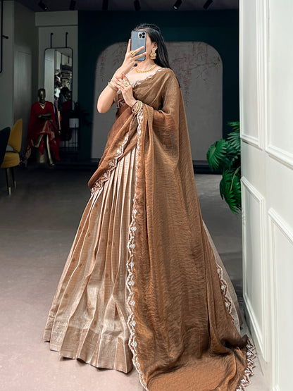 Chinnon Silk Checked Readymade Dhavani / Half Saree Collection – 125 AED