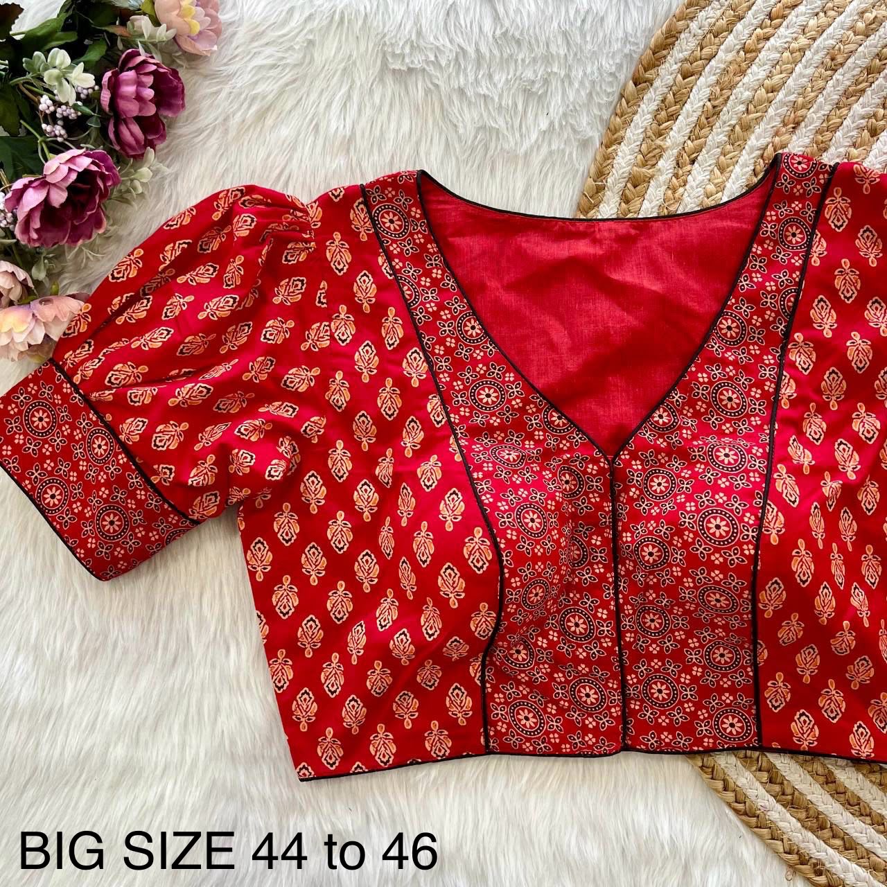 Readymade Ajrakh Cotton Plus Size Blouse – 50 AED