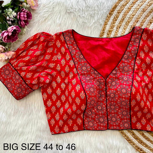 Readymade Ajrakh Cotton Plus Size Blouse – 50 AED