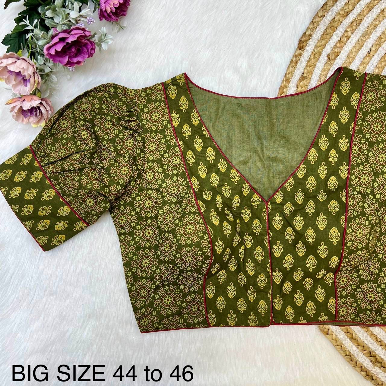 Readymade Ajrakh Cotton Plus Size Blouse – 50 AED