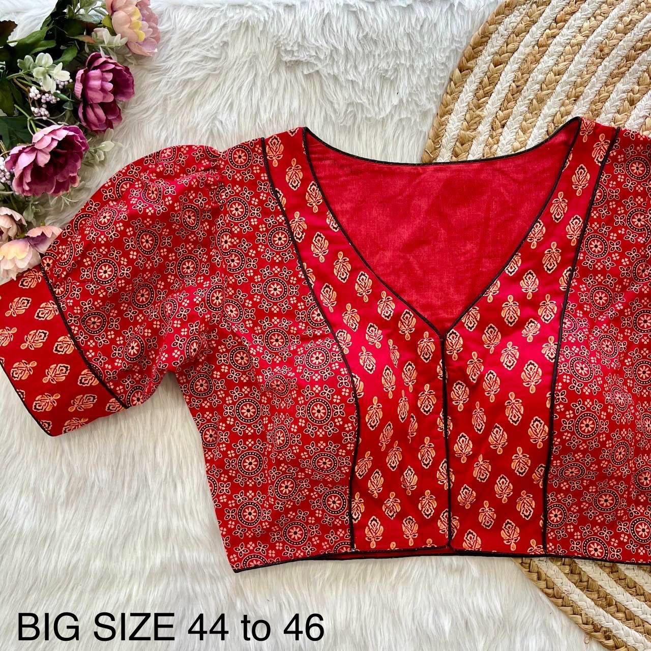 Readymade Ajrakh Cotton Plus Size Blouse – 50 AED