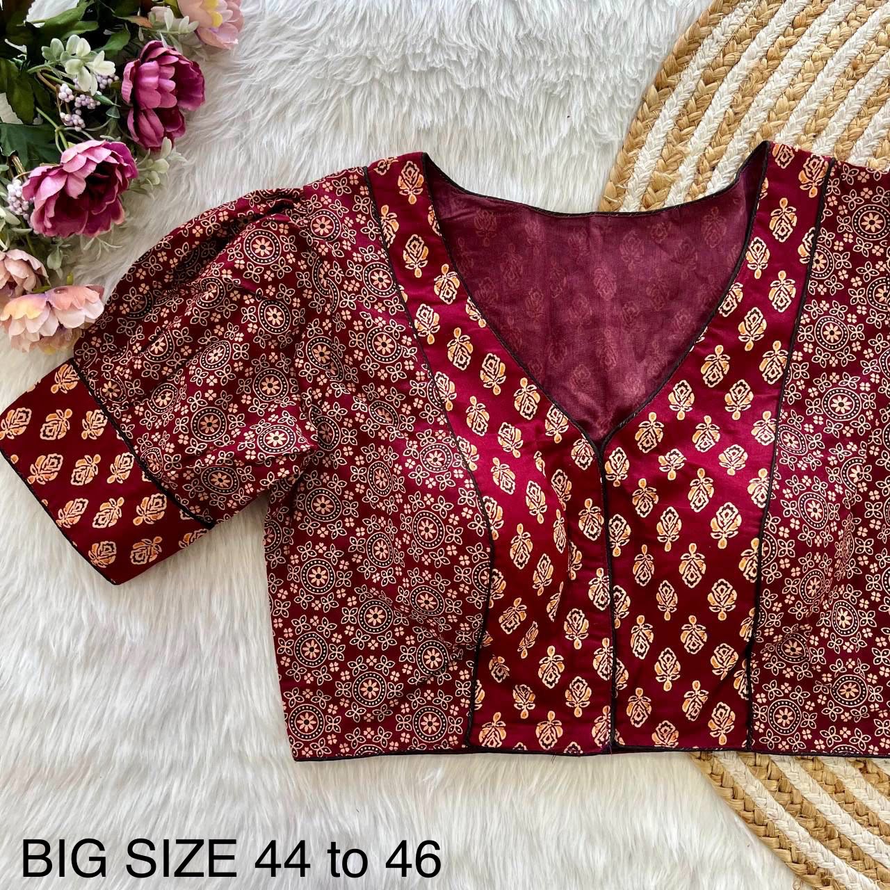 Readymade Ajrakh Cotton Plus Size Blouse – 50 AED