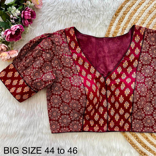 Readymade Ajrakh Cotton Plus Size Blouse – 50 AED
