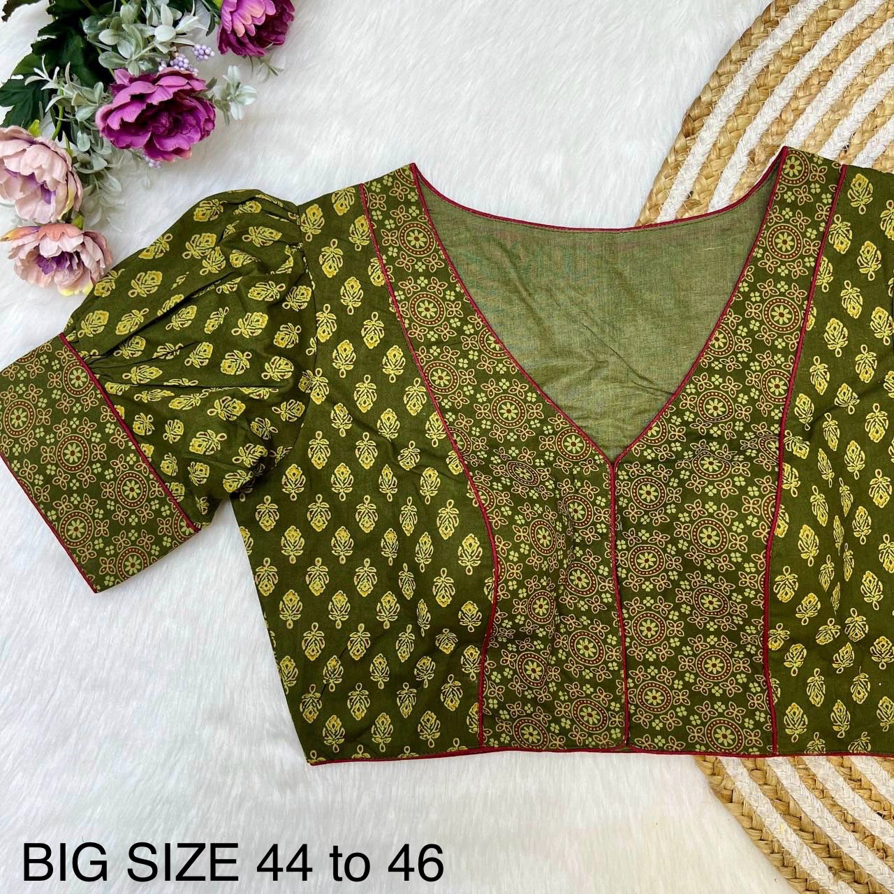 Readymade Ajrakh Cotton Plus Size Blouse – 50 AED