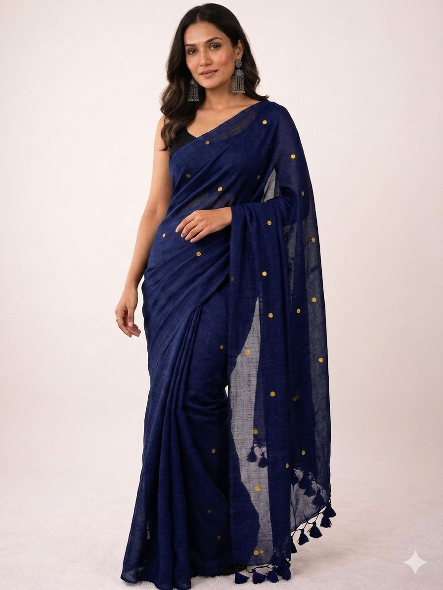Khadi Cotton Saree with Gini Sequence Work – 65 AED