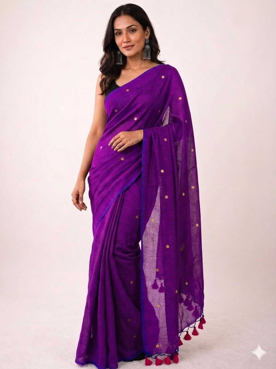 Khadi Cotton Saree with Gini Sequence Work – 65 AED