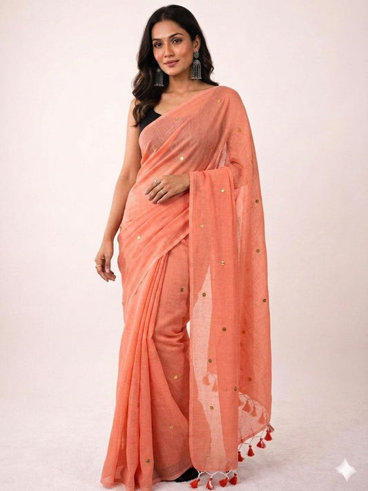 Khadi Cotton Saree with Gini Sequence Work – 65 AED