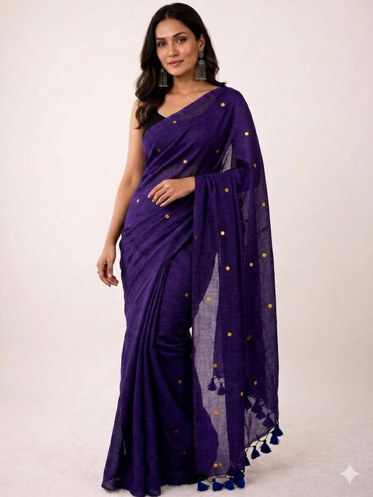Khadi Cotton Saree with Gini Sequence Work – 65 AED