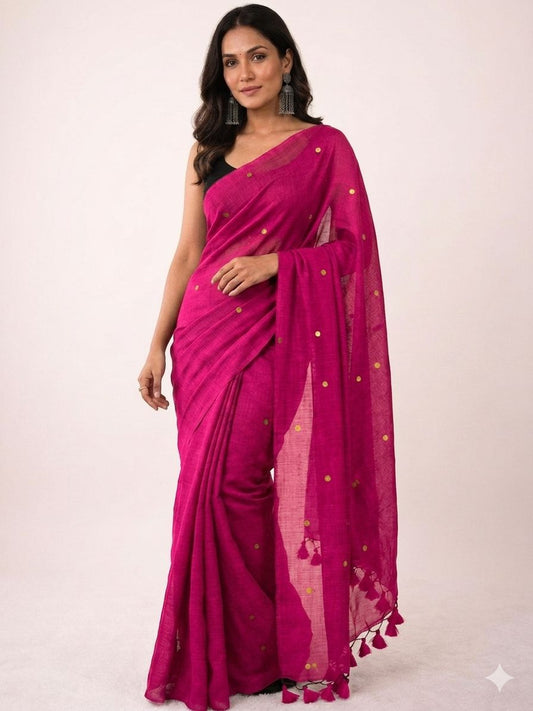 Khadi Cotton Saree with Gini Sequence Work – 65 AED