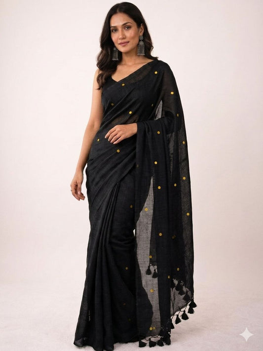 Khadi Cotton Saree with Gini Sequence Work – 65 AED