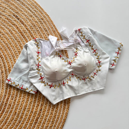 Madhubala Pattern Halter Neck Silk Blouse with Bead & Sequence Work – 75 AED