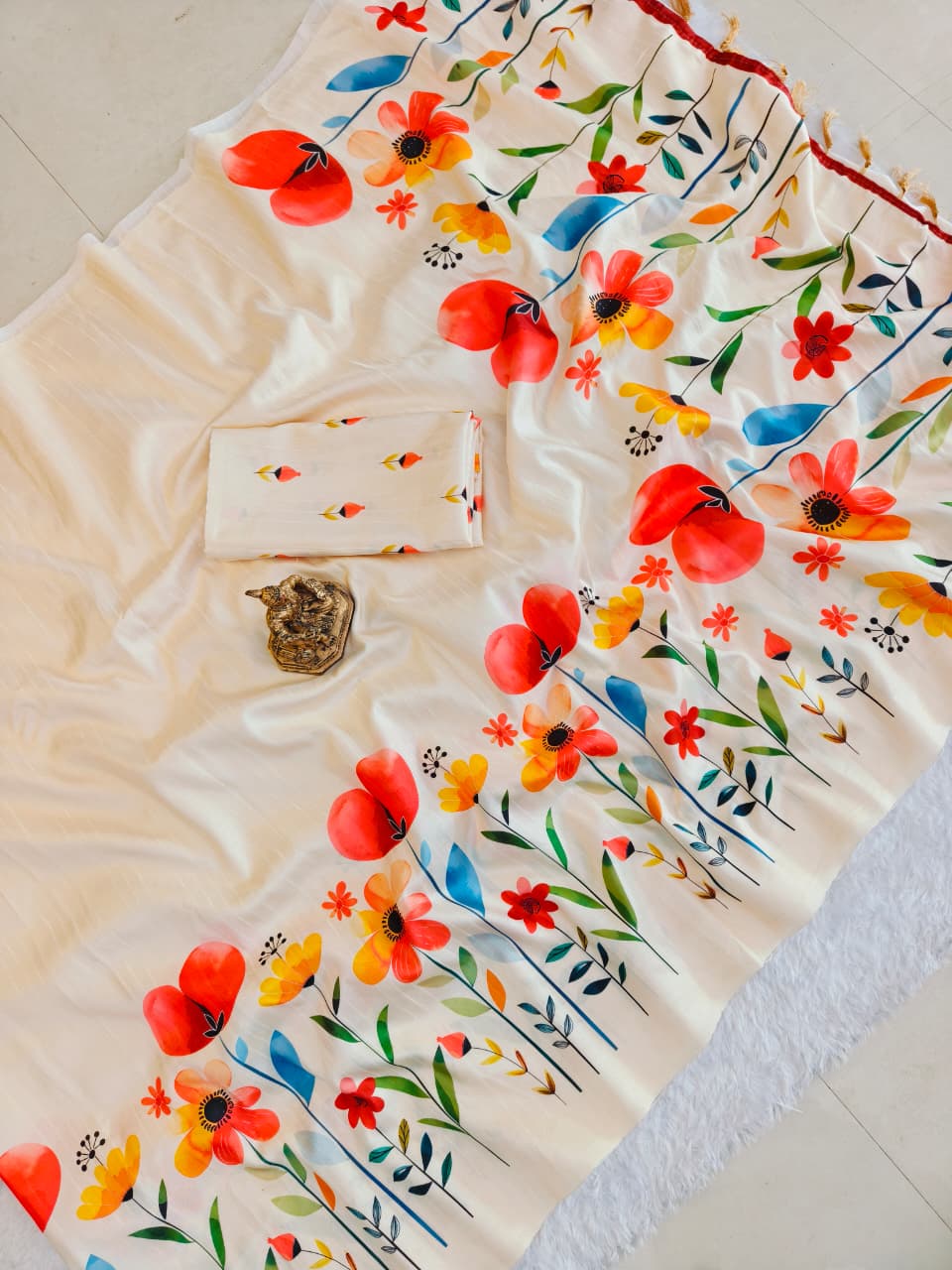 Semi Tussar Silk Floral Saree – 69 AED