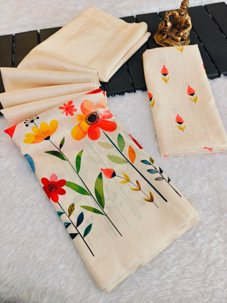 Semi Tussar Silk Floral Saree – 69 AED