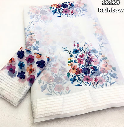 Soft Georgette Chiffon Floral Saree with Weaving Borders – 69 AED