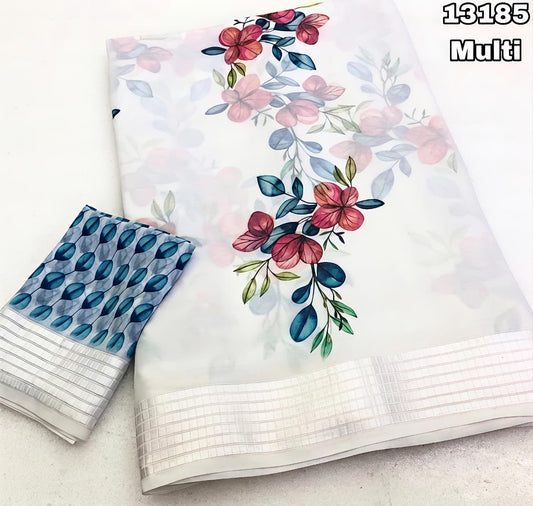 Soft Georgette Chiffon Floral Saree with Weaving Borders – 69 AED