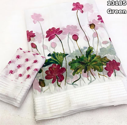 Soft Georgette Chiffon Floral Saree with Weaving Borders – 69 AED