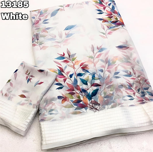 Soft Georgette Chiffon Floral Saree with Weaving Borders – 69 AED